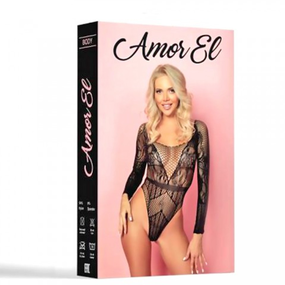 Боди ажурный Amor EL с длинным рукавом, S/L
