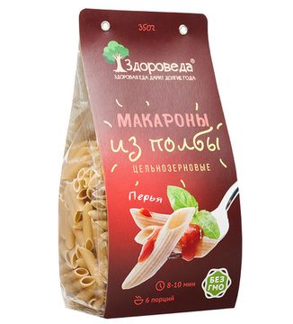 Макароны цельнозерновые из полбы "Перья", "Здороведа", 350г. (9 шт\уп)