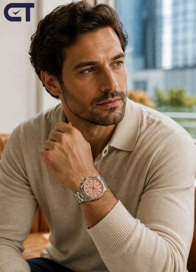 CASIO EFV-650D-4AVUDF EDIFICE мужские наручные часы — стальной хронограф с красным циферблатом