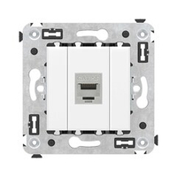Компьютерная розетка RJ-45 без шторки в стену, кат.5e одинарная экранированная, "Avanti", "Белое облако"