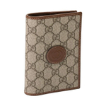 GUCCI GG Retro Canvas With Leather Binding Card Holder, Wallet, Passport Holder Men"s Brown