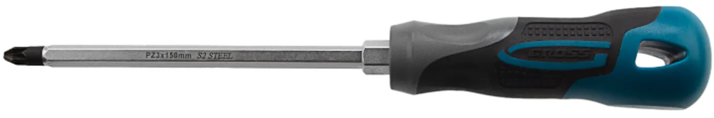 Отвертка PZ3х150мм трехкомпонентная рукоятка, Gross 12163