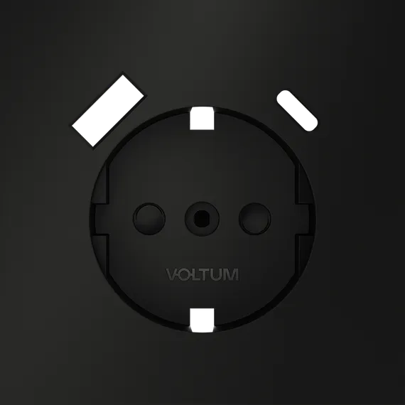 Накладка для розетки с USB A+C с заземлением и защитными шторками Voltum S70 Черный матовый VLS001008