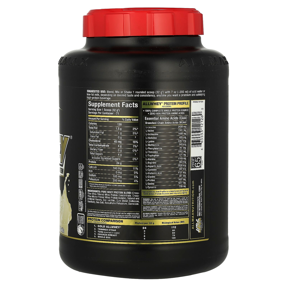 ALLMAX, GOLD ALLWHEY®, сывороточный протеин премиального качества, французская ваниль, 2,27 кг (5 фунтов)