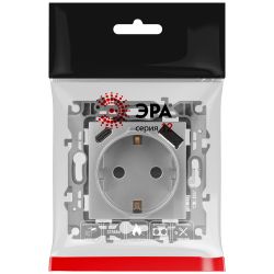 Розетка ЭРА Серия 12 12-4108-03 2P+E 16A-250В со шторками с USB type-A+C 5В-3А алюминий | Эра 12