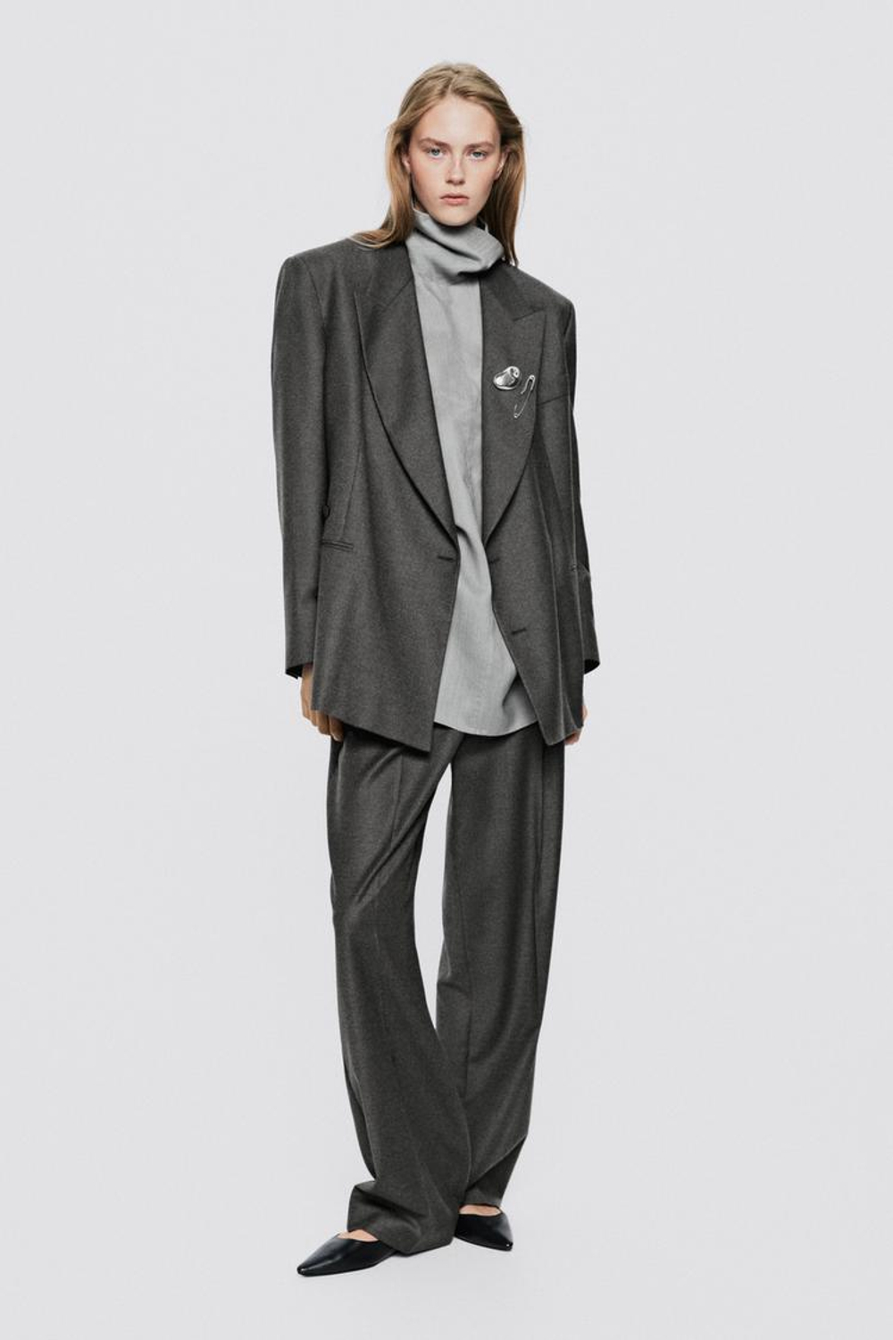 Massimo Dutti Костюмные фланелевые брюки - Limited Edition, темно-серый