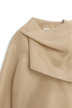 Massimo Dutti Блузка из органзы с драпировкой и отделкой в ​​виде шарфа - Limited Edition, цвет шампанского
