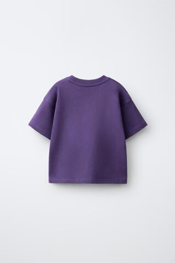 ZARA ФУТБОЛКА С ПРИНТОМ, ЛИЛОВЫЙ