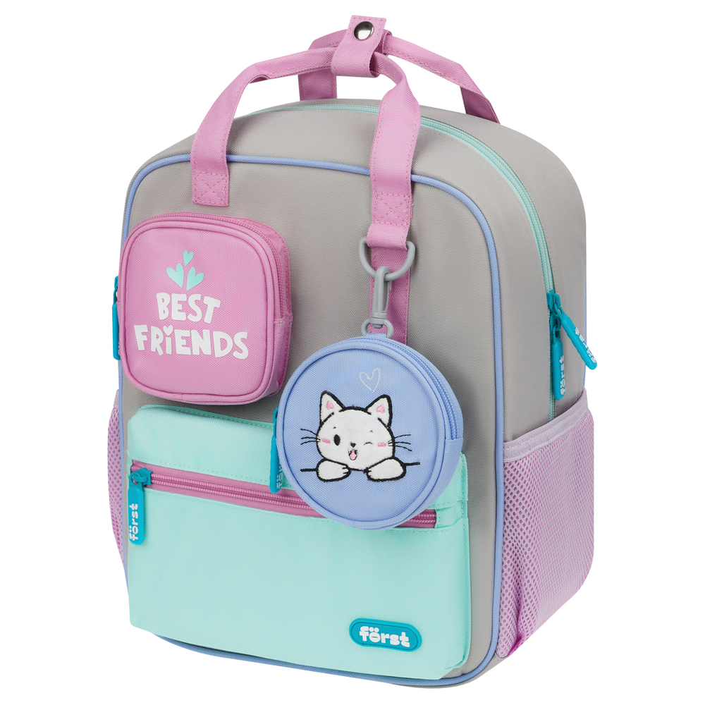 Först АКЦИЯ ЛИК Рюкзак Först F-Kids "Hi, Kitty!" 30,5*25,5*12,5см, 1 отделение, 5 карманов, эргономичная спинка