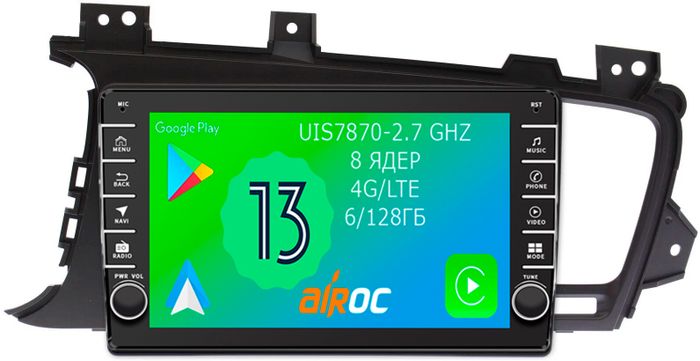 Магнитола для KIA Optima 3 2011-2013 TF - Airoc AB-2322 (кнопки и крутилки), Android 13, Быстрая, SIM-слот, CarPlay