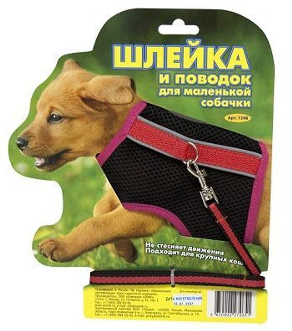 Комплект шлейка из сетки + поводок стропа 150см Зооник