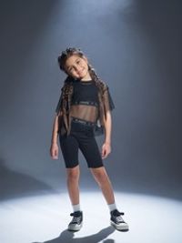 Футболка укороченная из сетки "Уголь"