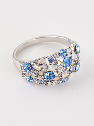 Кольцо Россыпь из голубых камней Swarovski