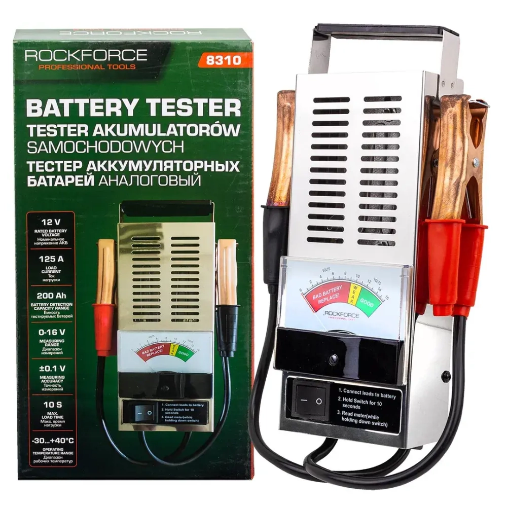 Тестер аккумуляторных батарей аналоговый (6V-12V, 100А) RockForce##Rock FORCE RF-8310