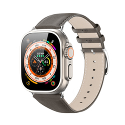 Ремешок из кожи серого цвета от Dux Ducis для смарт часов Apple Watch 38, 40, 41, 42мм, серия YS Series