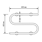 Полотенцесушитель MIXLINE СВОБОДА S-обр/симпл s 40x40 (кнопочный выкл, 100 Вт) ХРОМ