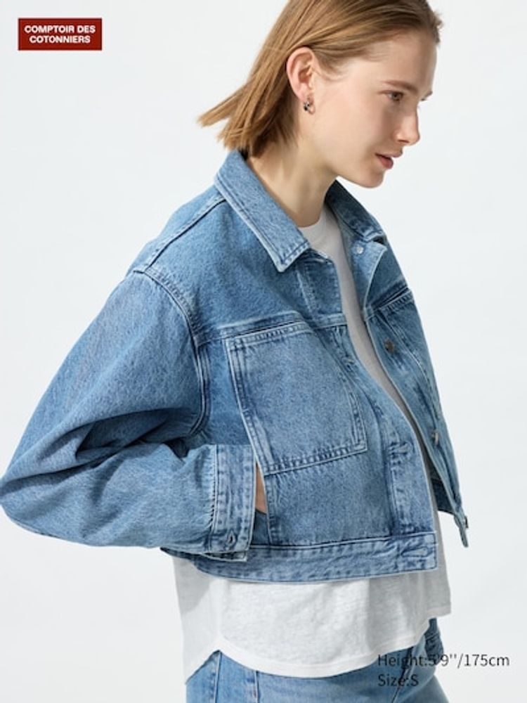 UNIQLO Короткая джинсовая куртка, синий