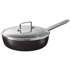 IKEA GULDÖRING  (ИКЕА ГУЛДЁРИНГ)  -  Сотейник с крышкой - антипригарное покрытие стекло/чёрно-серый 24 см