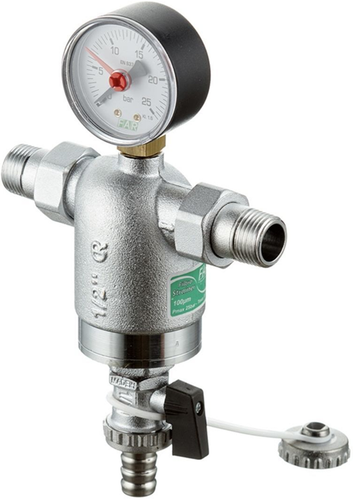 Фильтр FAR 3/4" НР/НР, с манометром, 100 мкм, Max: 95 °C, 25 бар FA 3944 34100