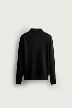 ZARA ТРИКОТАЖНОЕ ПОЛО ИЗ СМЕСОВОЙ ШЕРСТИ, ЧЕРНЫЙ
