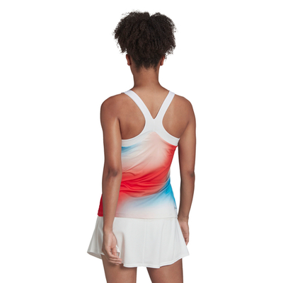 Женский топ теннисный Adidas Mel Y Tank W - white/vivid red/skyrus
