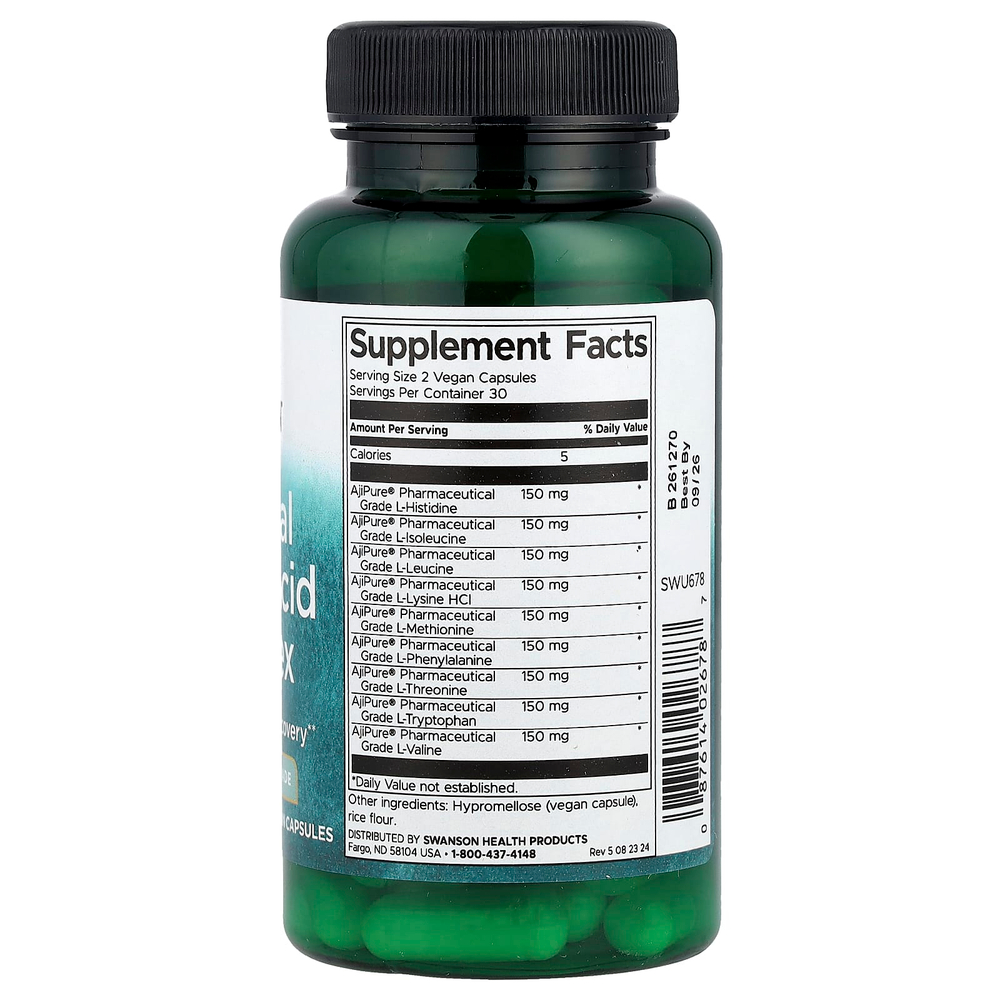 Swanson Vitamins, комплекс незаменимых аминокислот, 60 веганских капсул