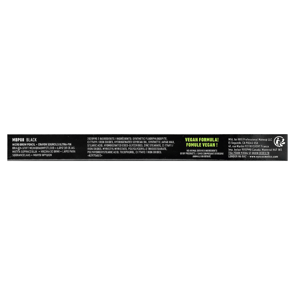NYX Professional Makeup, Micro Brow Pencil, 08 черный, 0,09 г (0,003 унции)