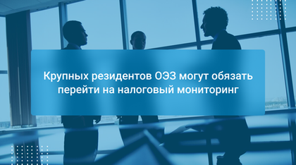 Крупных резидентов ОЭЗ могут обязать перейти на налоговый мониторинг