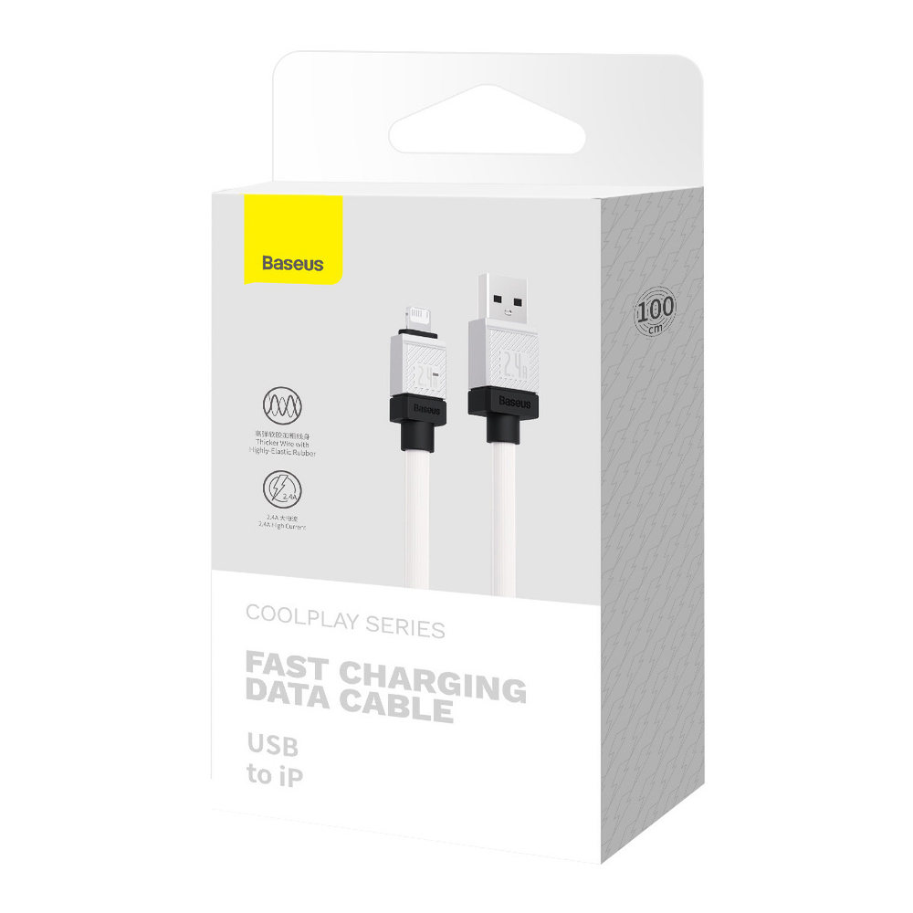 USB-A - Lightning Кабель Baseus CoolPlay Charging+Data 2.4A 1m - White