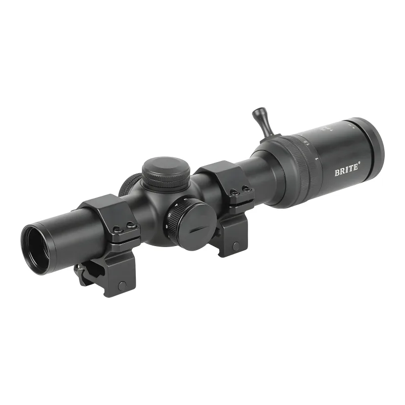 Прицел оптический BRITE LPVO 1-8X24 IFR - вид спереди сбоку на креплениях