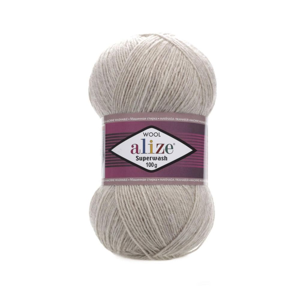 ALIZE "SUPERWASH COMFORT", 75% шерсть, 25% п/а, 100 гр, 420 м, Бежевый меланж