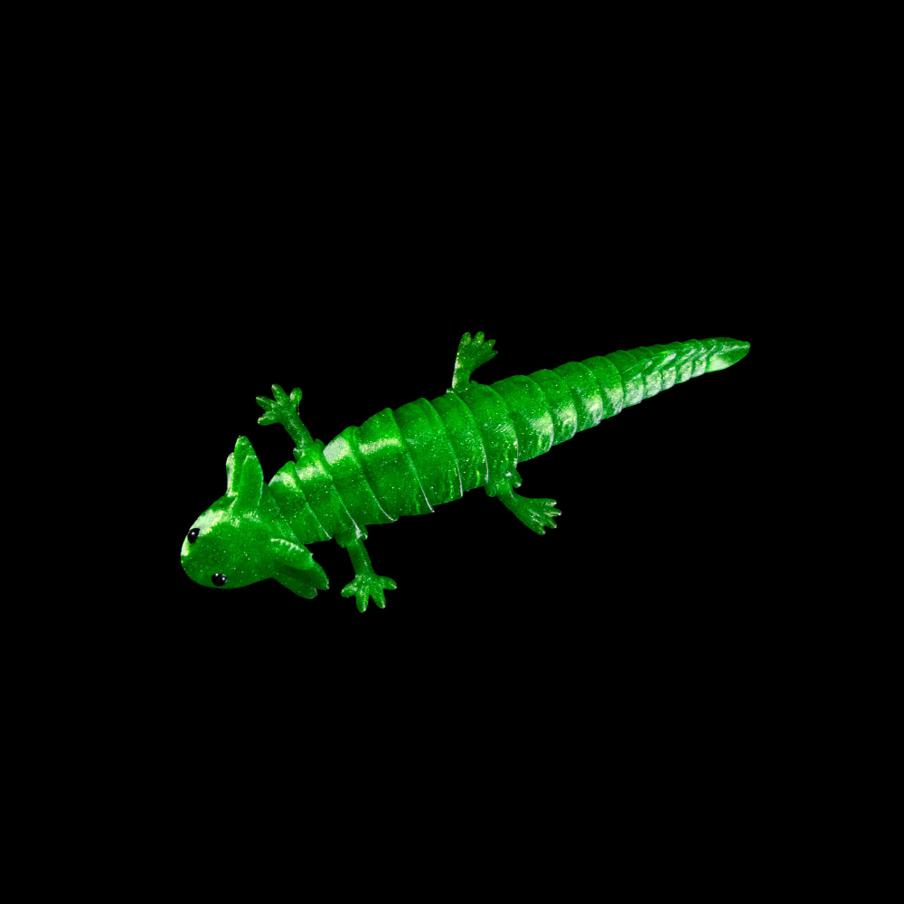 Аксолотль гибкая сегментная подвижная игрушка, 18 см., 3D печать, зеленый