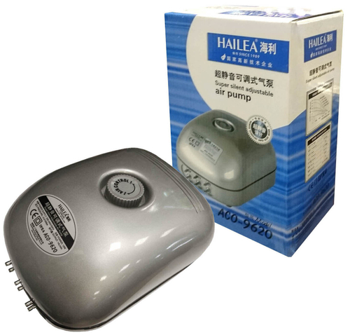 Компрессор HAILEA-АСО-9620, 12W , 300-500л, с регулятором потока 6 каналов.