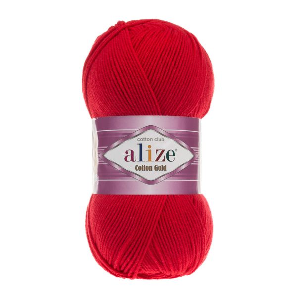 Пряжа Alize (Ализе) Cotton Gold / уп.5 мот. по 100 г, 330м, 056 красный A