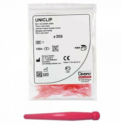 Uniclip 0,8 мм 308 красные, Униклип, штифты беззольные (100 шт.)