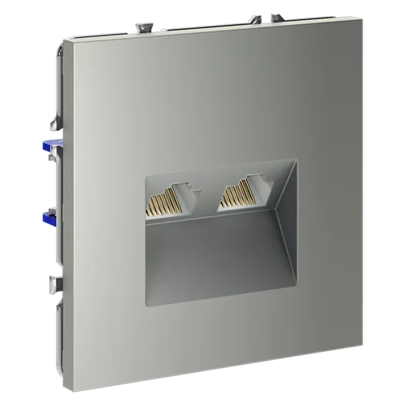 Розетка компьютерная двойная RJ45+RJ45 Cat 6 Voltum S70 Сталь VLS060205