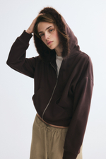 Толстовка на молнии с пушистой отделкой капюшона - H&M
