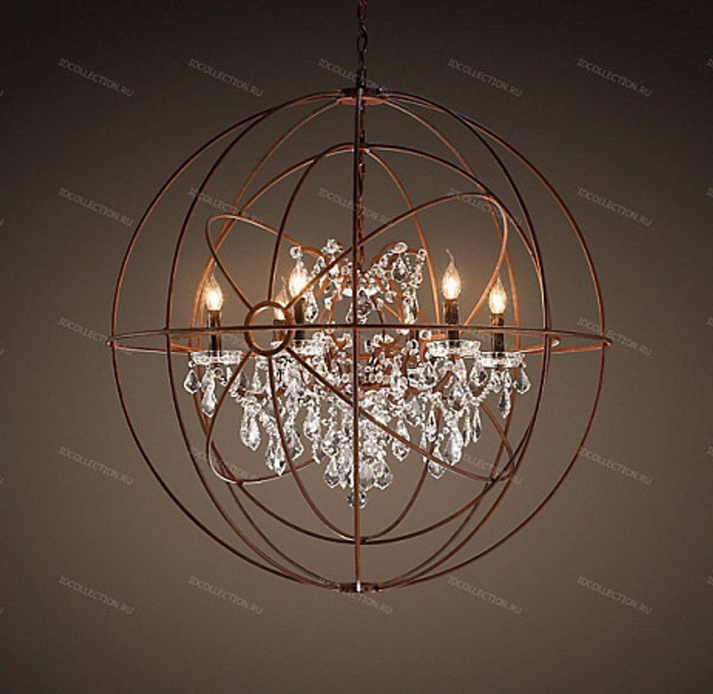 Люстра FOUCAULT'S TWIN-ORB CLEAR CRYSTAL Restoration Hardware 68060349