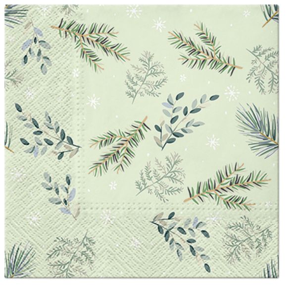 Салфетки для декупажа 3-слойные PAW Decor Collection, коллекция Lunch Нежные веточки, 18.5 г/м², 33х33 см, 20 шт