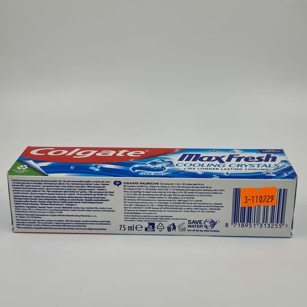 Зубная паста Colgate Max Fresh Cooling Crystals Cool mint 75 мл (Из Финляндии)