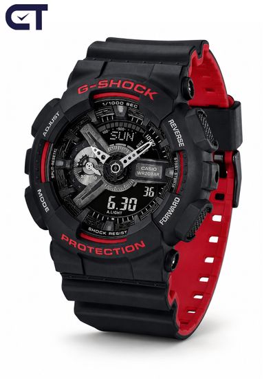 CASIO GA-110HR-1ADR G-SHOCK мужские наручные часы — контрастная чёрно-красная G-SHOCK с секундомером 1/1000 с