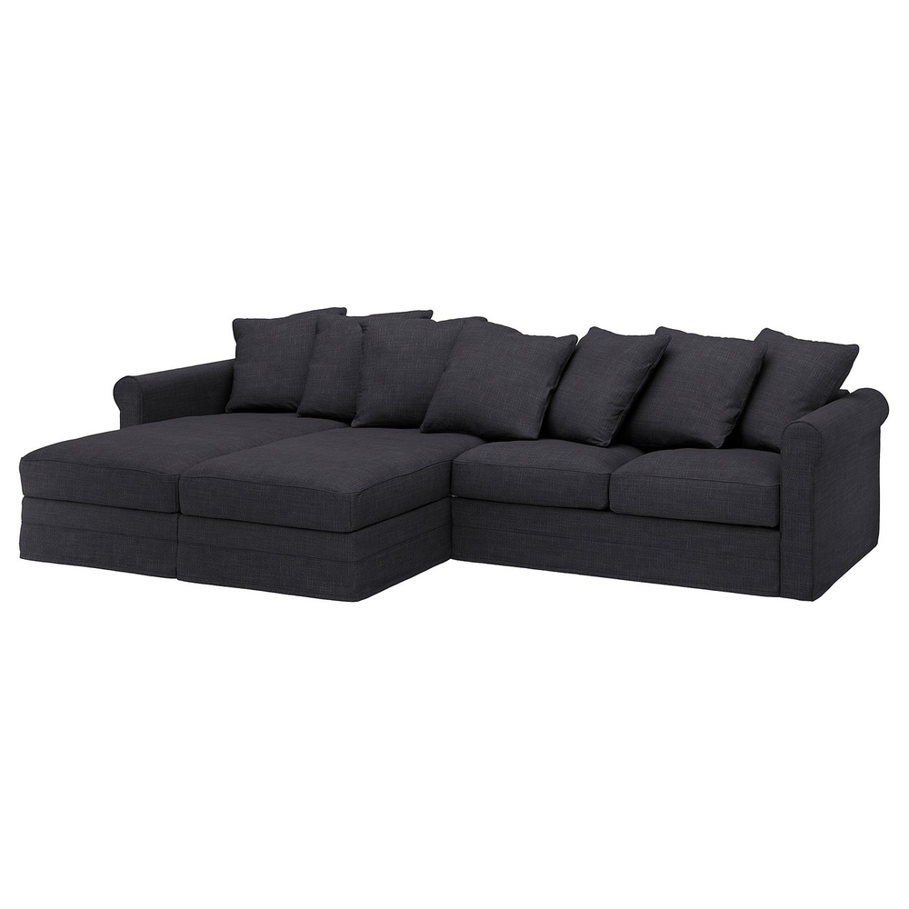 IKEA GRÖNLID  (ИКЕА ГРЁНЛИД)  -  Чехол дивана 4-местного с шезлонгами - Хилларед антрацит
