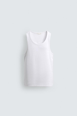 ZARA БАЗОВАЯ МАЙКА В РУБЧИК, БЕЛЫЙ