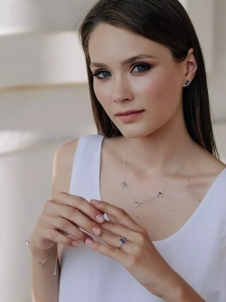 Серьги-гвоздики Миражи с синими кристаллами Swarovski