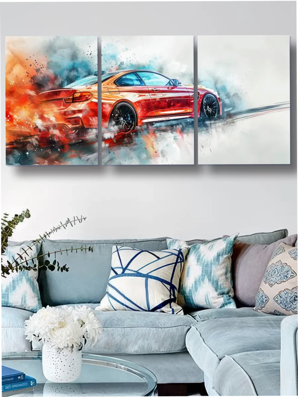 Картина Красный дрифт модульная 50x70см 3шт.