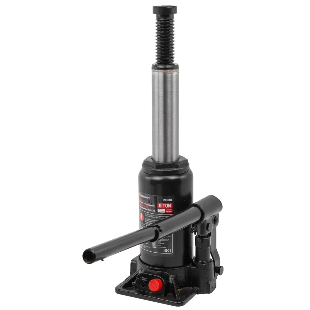 Домкрат бутылочный 6т с клапаном (h min 181мм,h max 351мм) FORCEKRAFT FK-T90604 DS