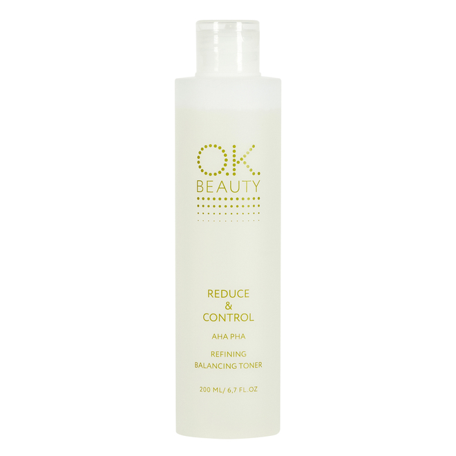 Обновляющий увлажняющий тонер с АНА PНА кислотами и ниацинамидом OK BEAUTY REDUCE & CONTROL AHA PHA REFINING BALANCING TONER