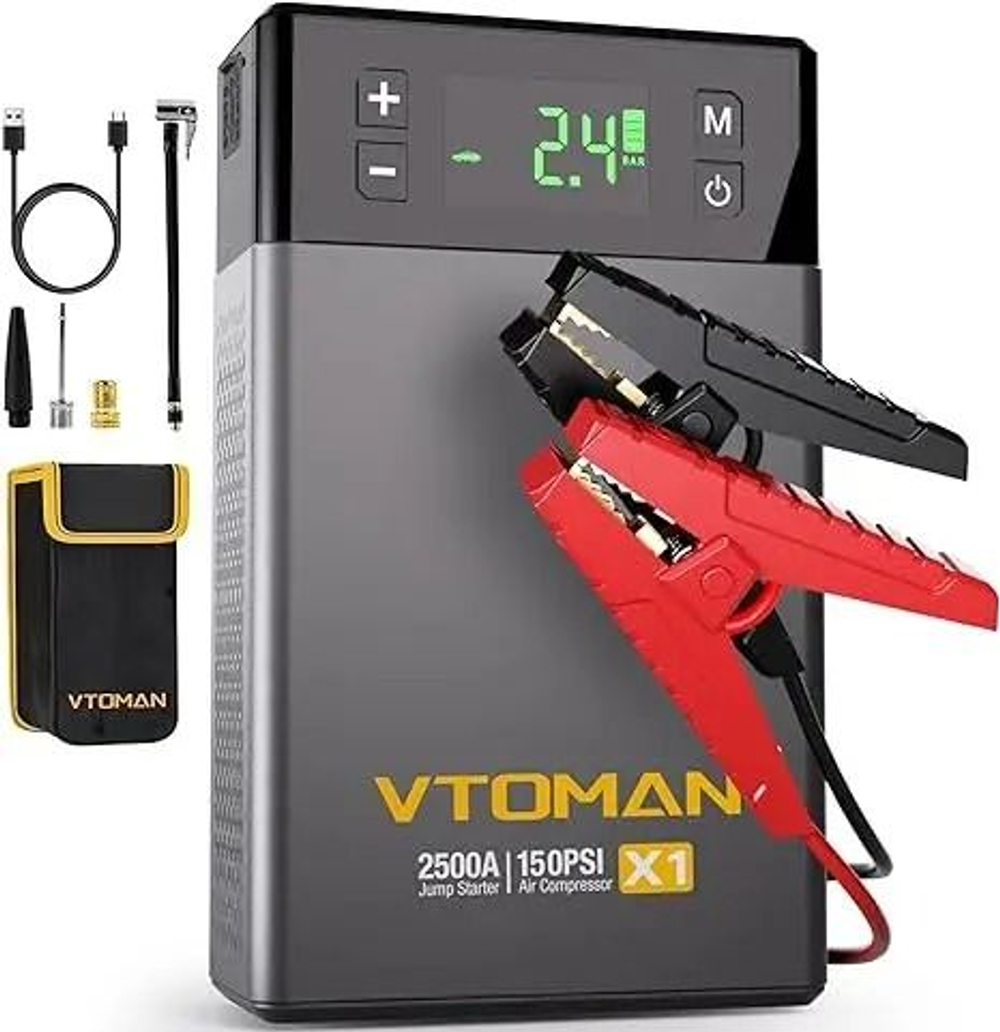 Устройство пусковое портативное бустер с компрессором 12000mAh 2500A VTOMAN X1