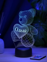 Ночник "Мишка именной Ольга" - подарок девушке, девочке