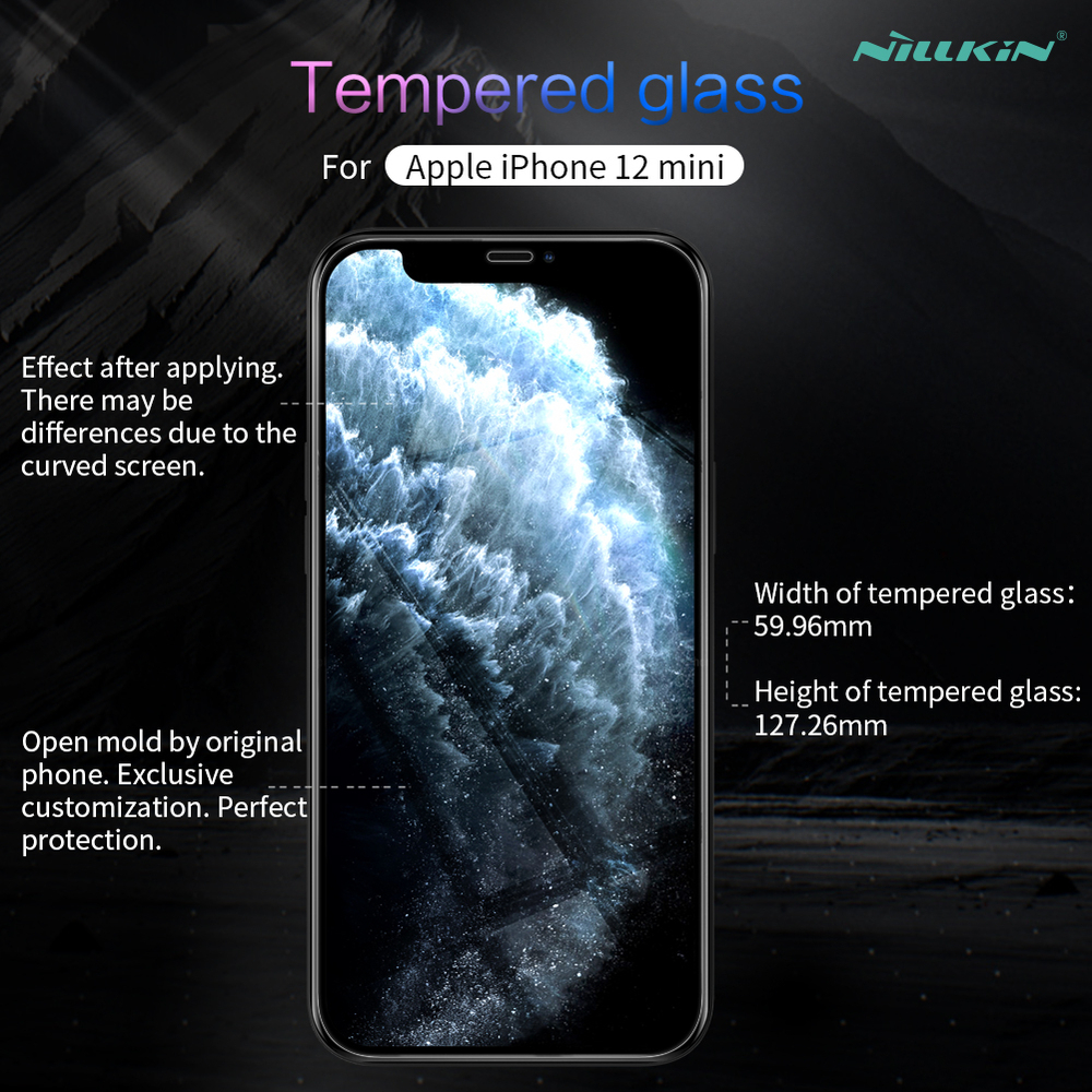 Защитное стекло с прозрачными рамками от Nillkin для iPhone 12 mini, серия H Anti-Explosion Glass Screen Protector